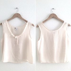 Vintage style cream button tank top